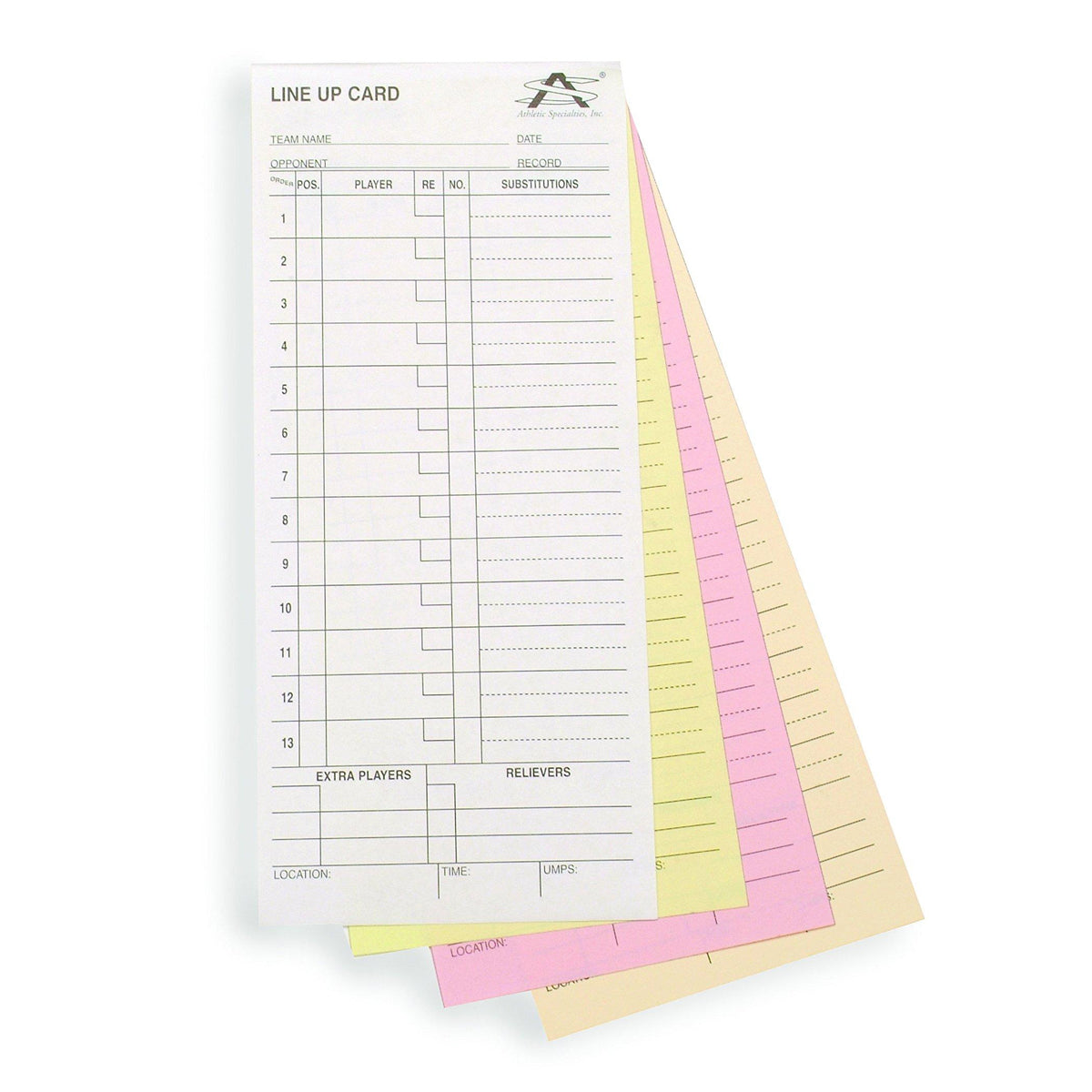 Spécialités athlétiques, Athletic Specialties Lineup Cards : LUC