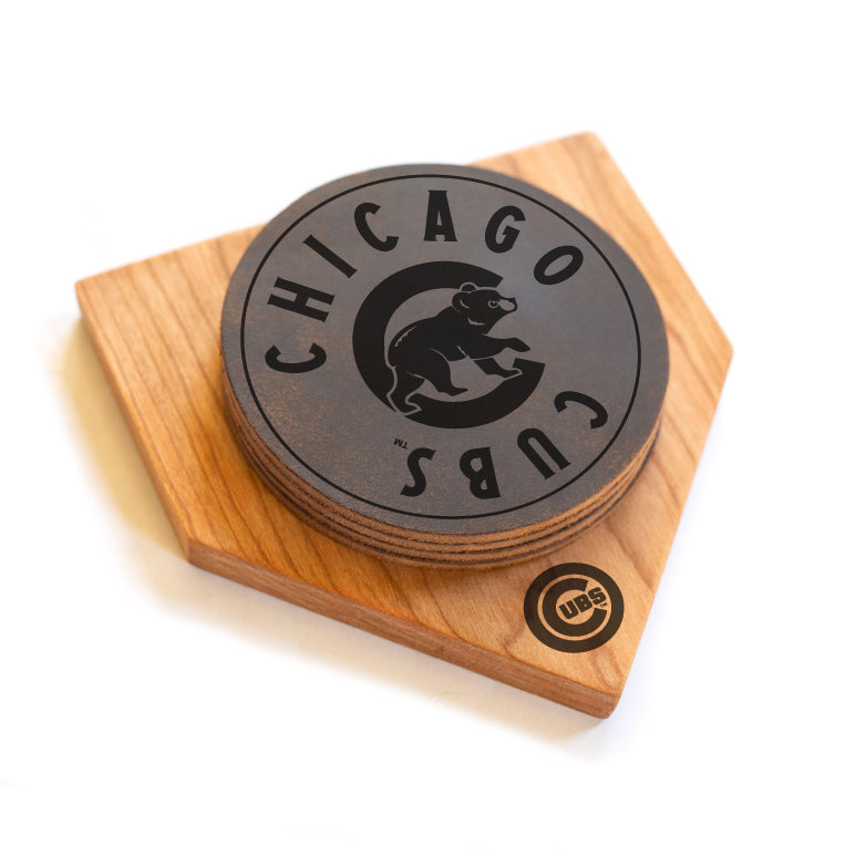 MLB, DISCONTINUED Chicago Cubs - MLB Homeplate Leather Coaster Set