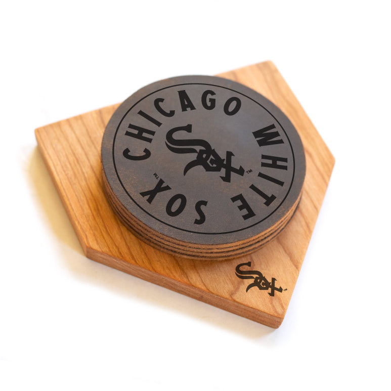 MLB, DISCONTINUED Chicago White Sox - MLB Homeplate Leather Coaster Set