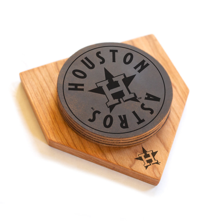 MLB, DISCONTINUED Houston Astros - MLB Homeplate Leather Coaster Set