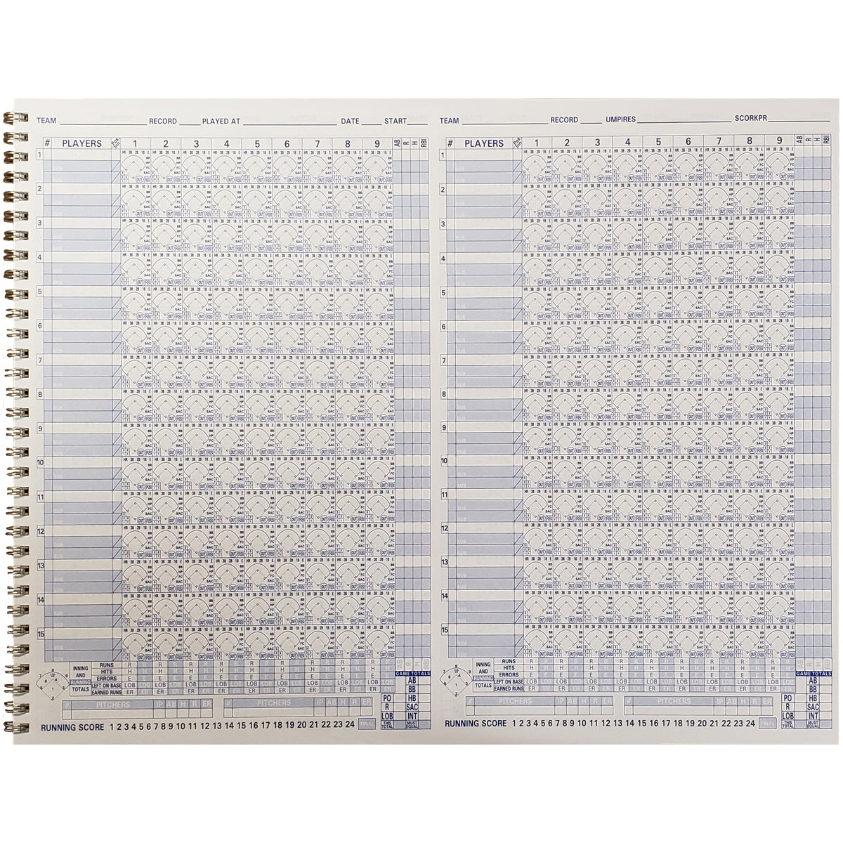 Spécialités athlétiques, Diamond Sport Gear 15 Player Side by Side Scorebook : SBB2