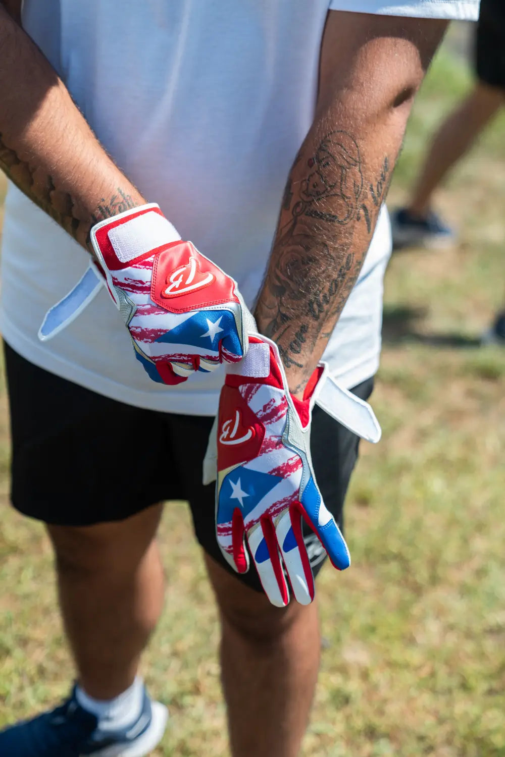 Tater Baseball - Équipement de baseball professionnel, El Perreo - Puerto Rico Flag Zanda Batting Gloves