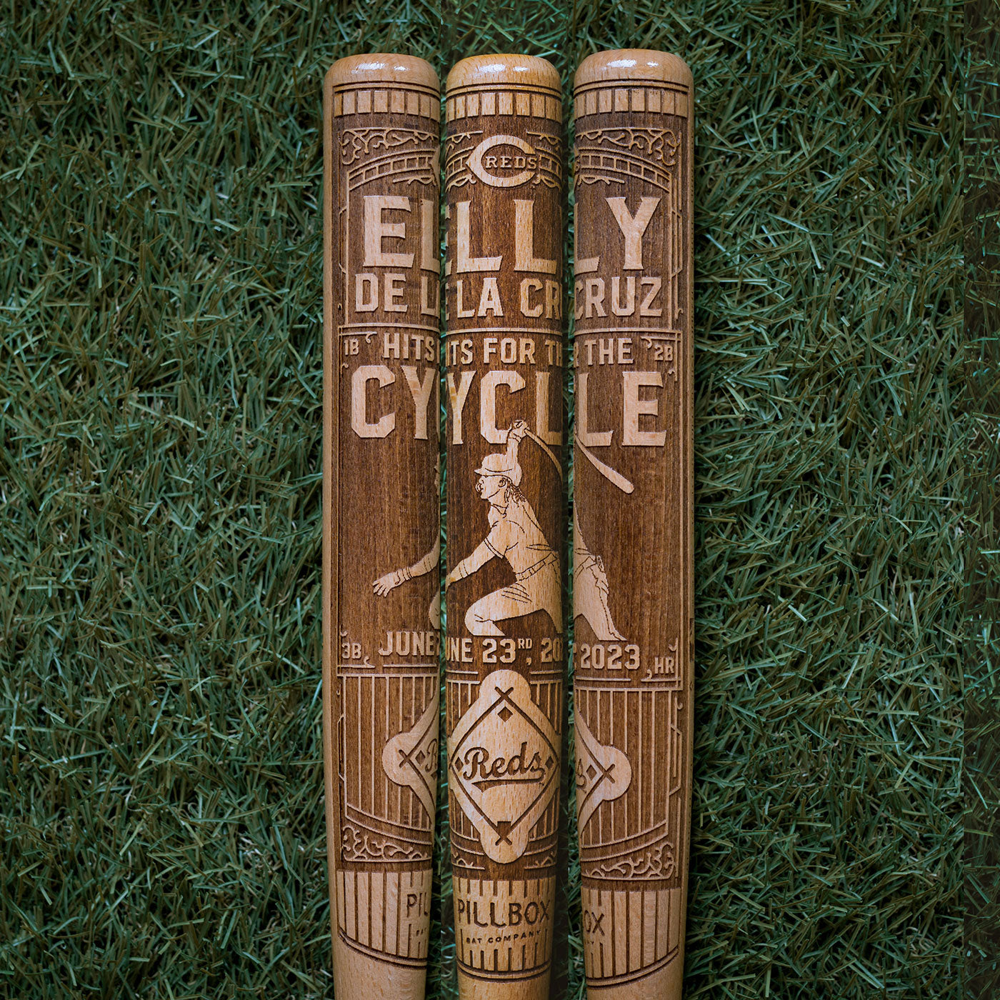 MLB & MLBPA, "Elly de la Cruz Cycle" - Cincinnati Reds - Mini batte de baseball "souvenir" en bois