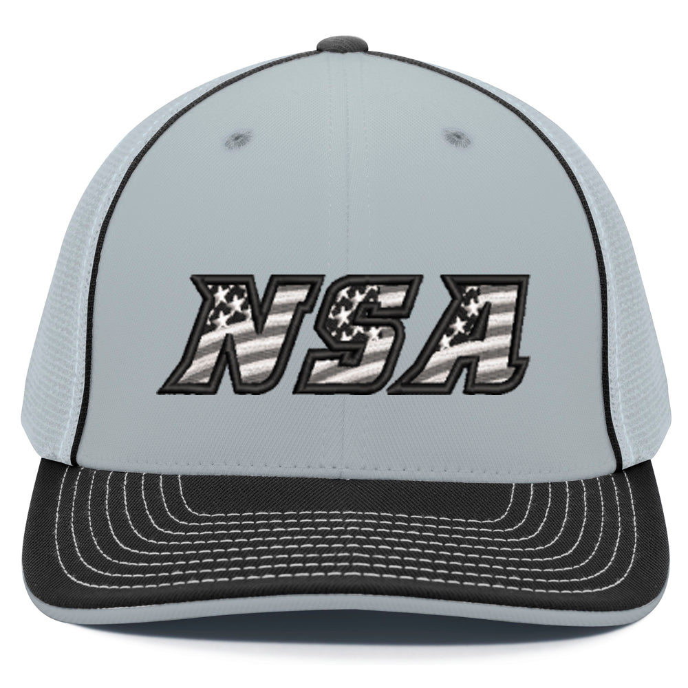 Casques Pacific, NSA Flag Series Silver Flex Fit Hat : 404M-SVBK-BK