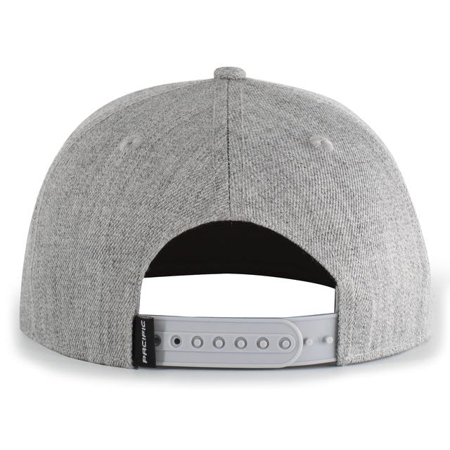 Casques Pacific, NSA Leather Patch Wool Blend Heather Snapback Hat : P750-LTHRBK