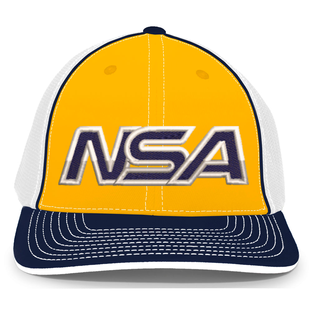 Casques Pacific, NSA Outline Series Navy Gold Flex Fit Hat : 404M-NAGD