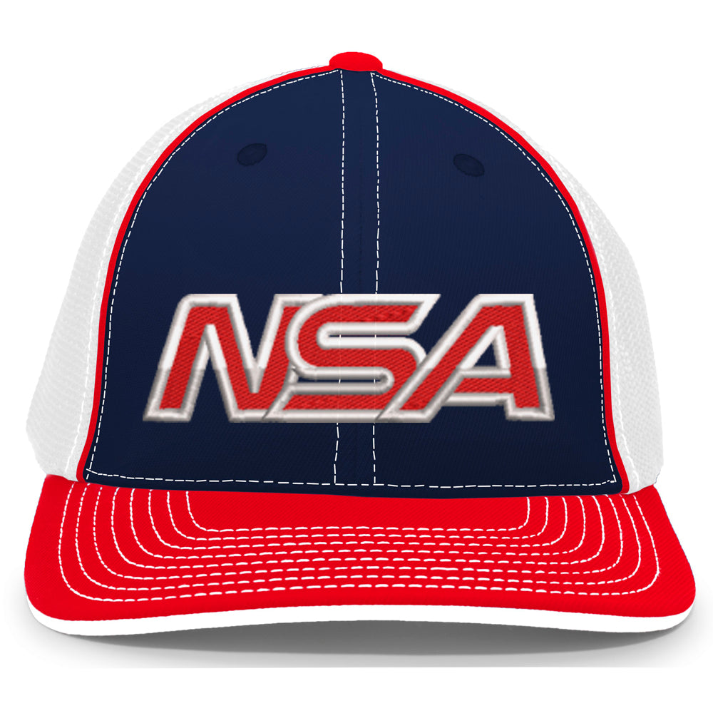 Casques Pacific, NSA Outline Series Navy Red Flex Fit Hat : 404M-NVWHRD