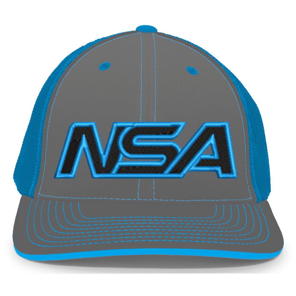 Casques Pacific, NSA Outline Series Neon Blue Flex Fit Hat : 404M-NBGR