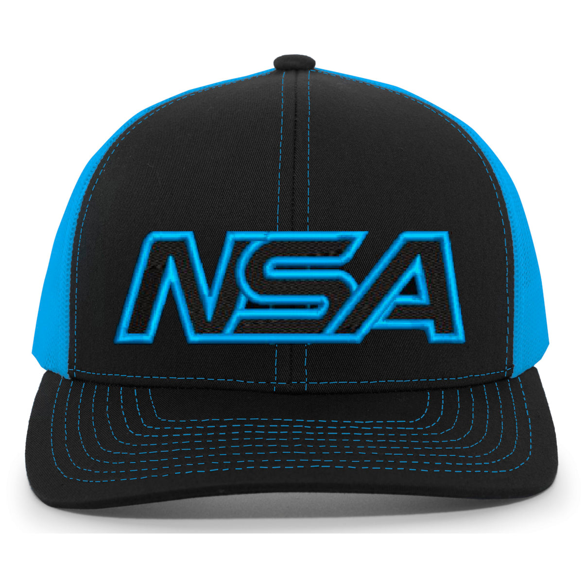 Casques Pacific, NSA Outline Series Neon Blue Snapback Hat : 104-BKNBBK