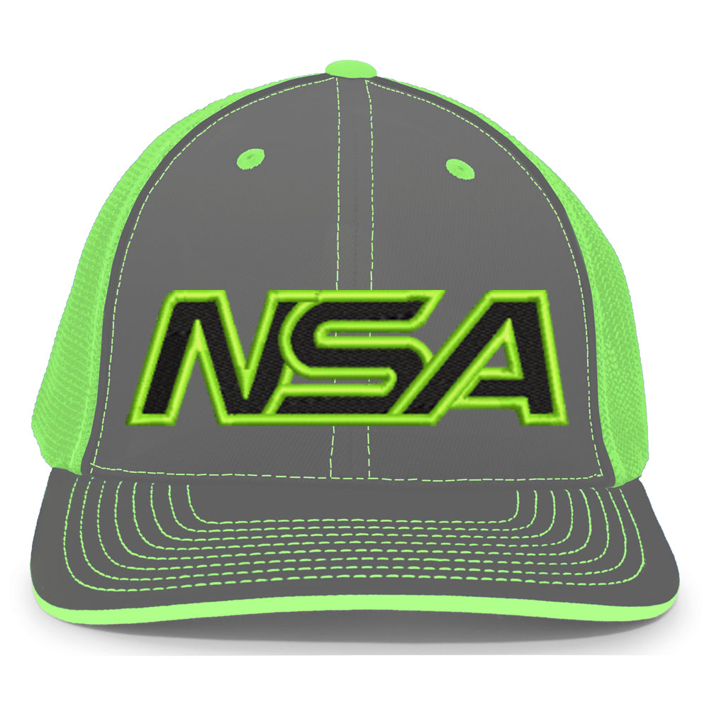 Casques Pacific, NSA Outline Series Neon Green Flex Fit Hat : 404M-NGG