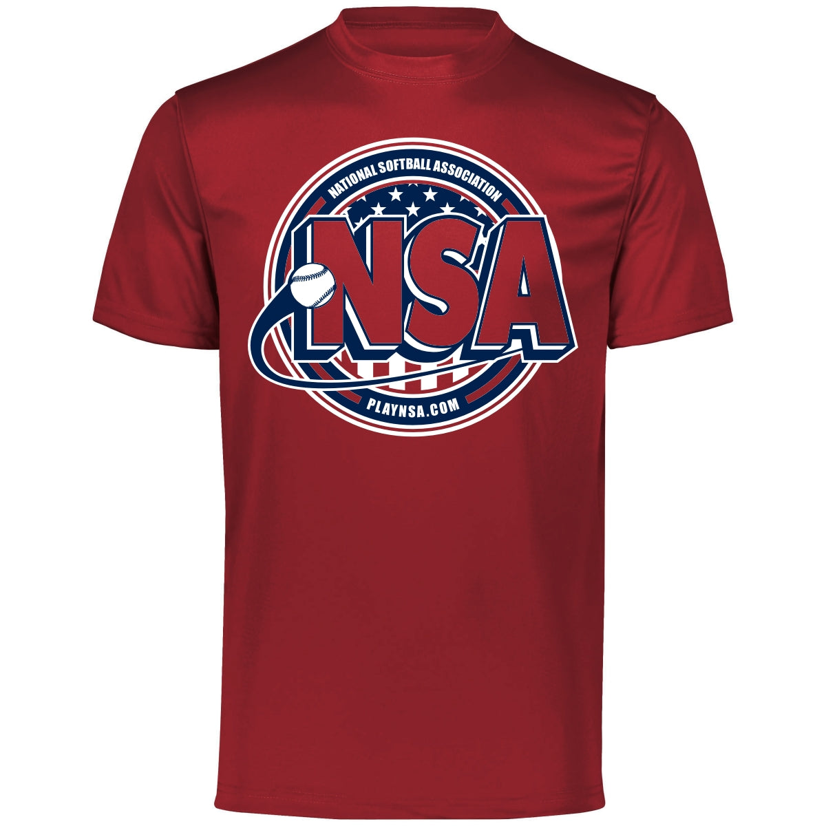 DSG Apparel, National Softball Association NSA Dry Fit Cardinal Short Sleeve Shirt