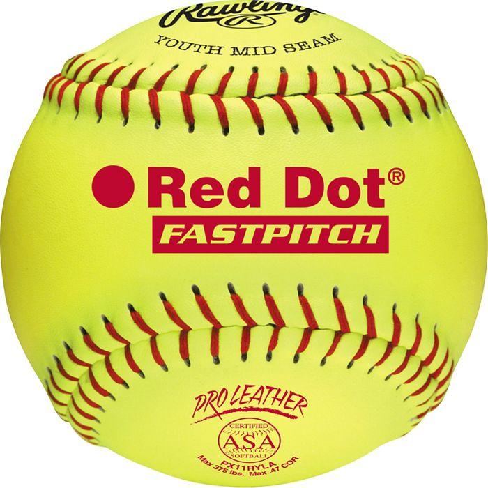 Rawlings, Rawlings Fastpitch 11 pouces Red Dot ASA Pro Leather Ball - une douzaine : PX11RYLA