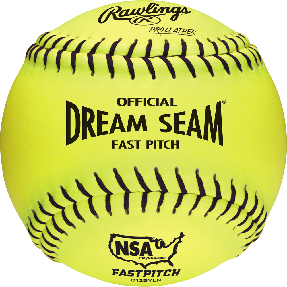 Rawlings, Rawlings NSA Dream Seam 12" 47/375 Leather Fastpitch Softballs : C12BYLN