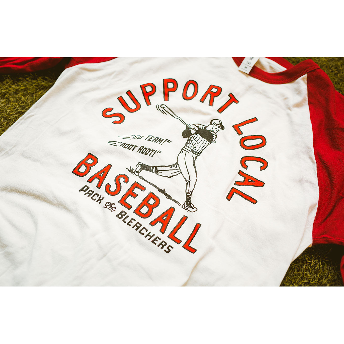 Pillbox Bat Co., "Support Local Baseball" Raglan de baseball à manches 3/4