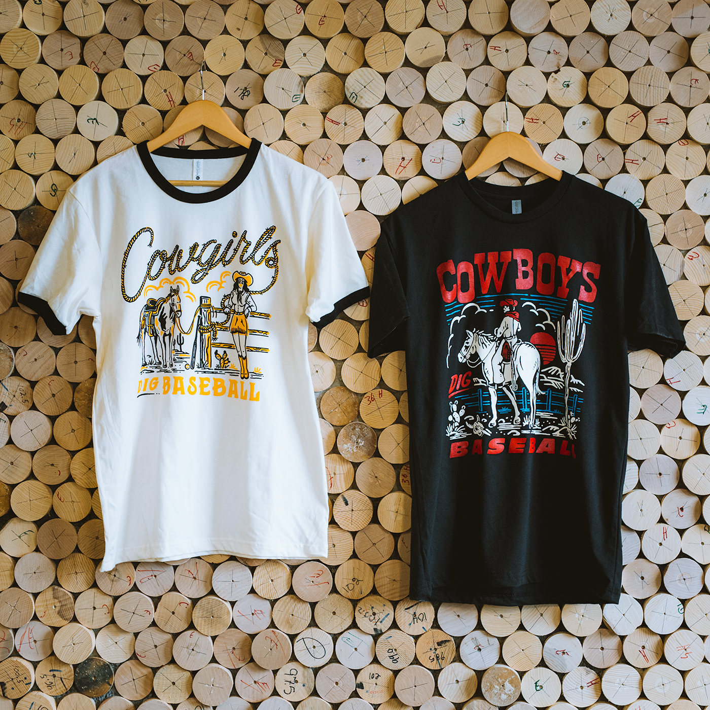 Pillbox Bat Co., T-shirt de baseball Cowboys Dig (noir)