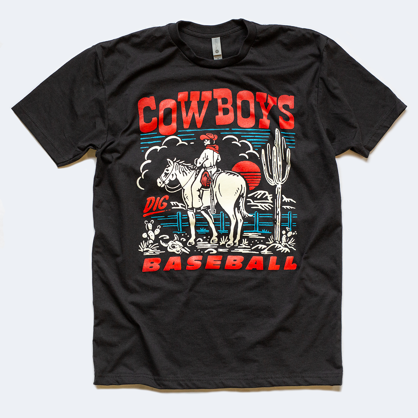 Pillbox Bat Co., T-shirt de baseball Cowboys Dig (noir)