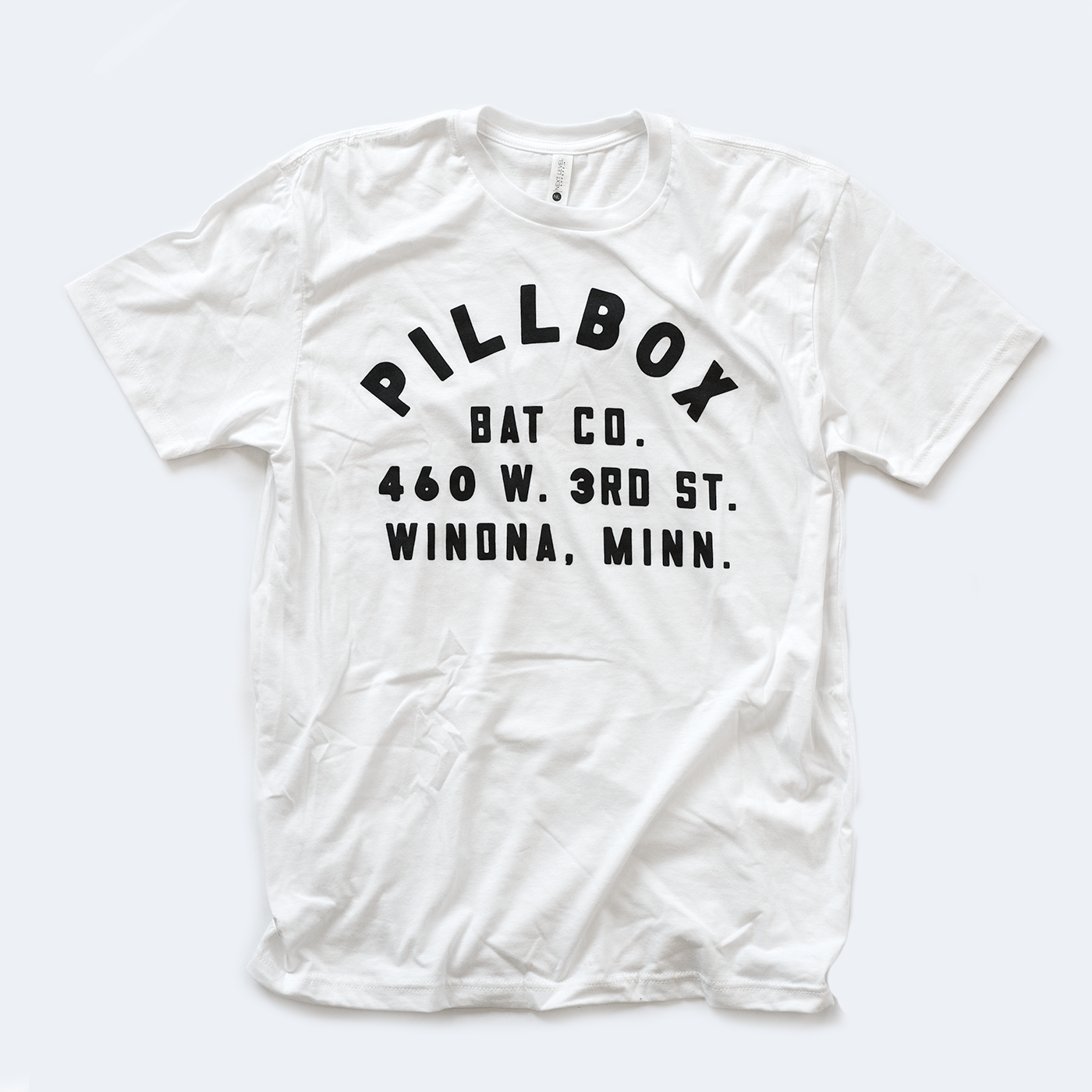 Pillbox Bat Co., Tee-shirt Address Logo - BLANC