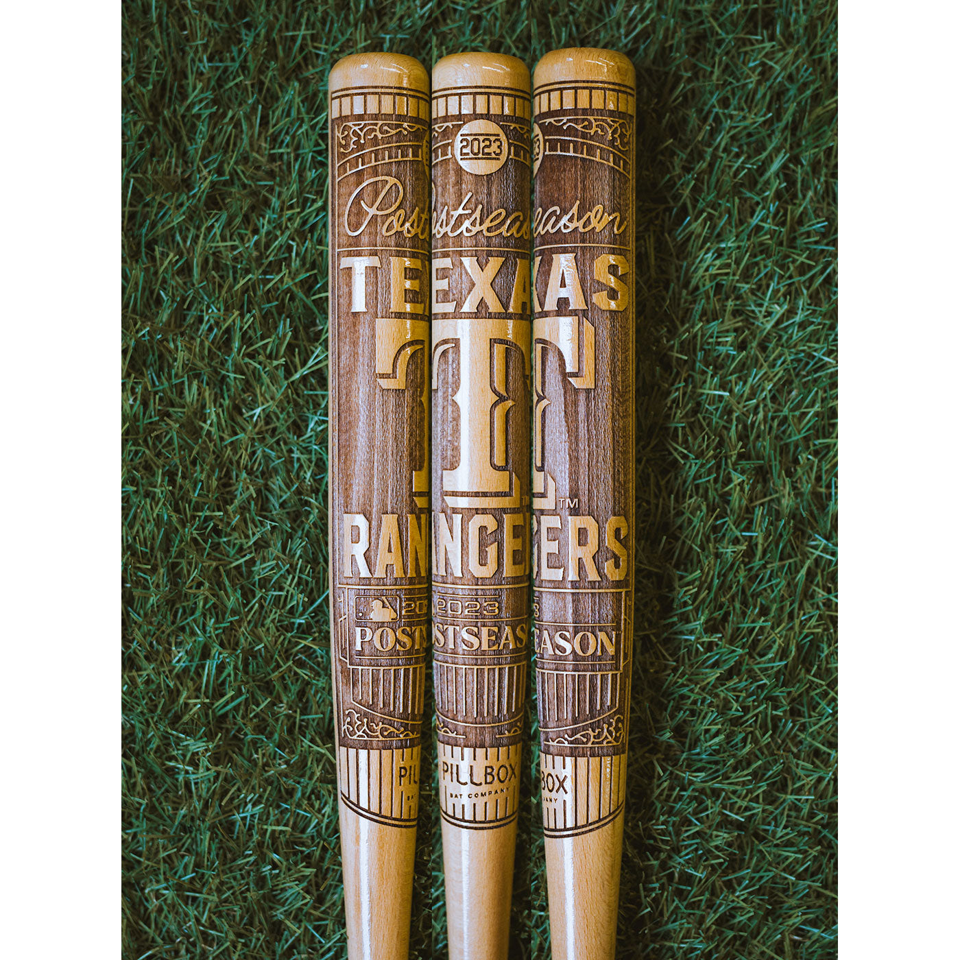 MLB, Texas Rangers 2023 Postseason - Mini batte de baseball "Souvenir" en bois