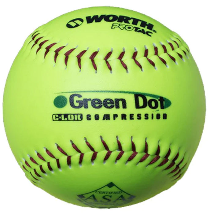 Valeur, Worth 11" Green Dot USA (ASA) Slowpitch Softball .52-300 (Dozen) : AHD11SY