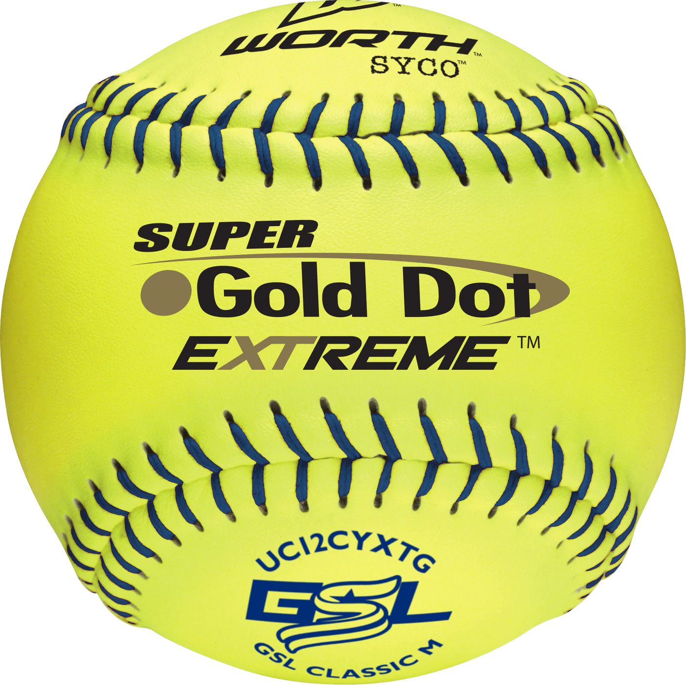 Valeur, Worth GSL Classic M Super Gold Dot 12" 40/325 Composite Slowpitch Softballs : UC12CYXTG