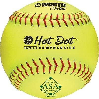 Worth, Worth Hot Dot Pro Tac Synthetic USA (ASA) Softball 12 pouces (Douzaine) : AHD12SY