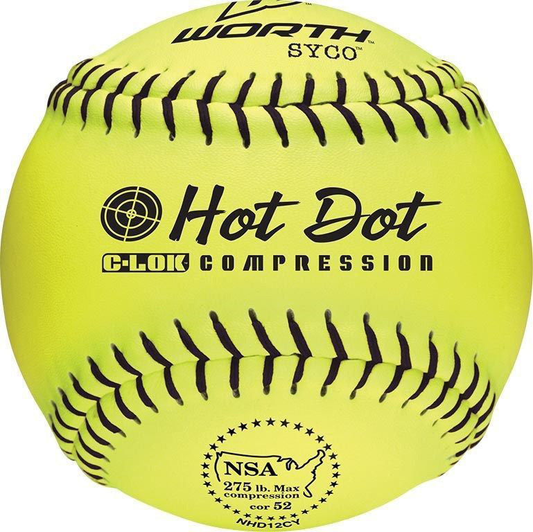 Valeur, Worth NSA Hot Dot 12" 52/275 Composite Slowpitch Softballs : NHD12CY