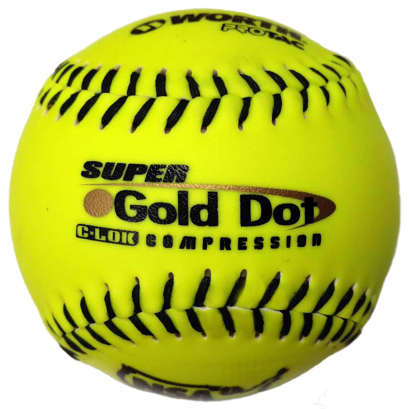 Valeur, Worth NSA Super Gold Dot ICON 12" 44/400 Synthetic Slowpitch Softballs : NI12SY