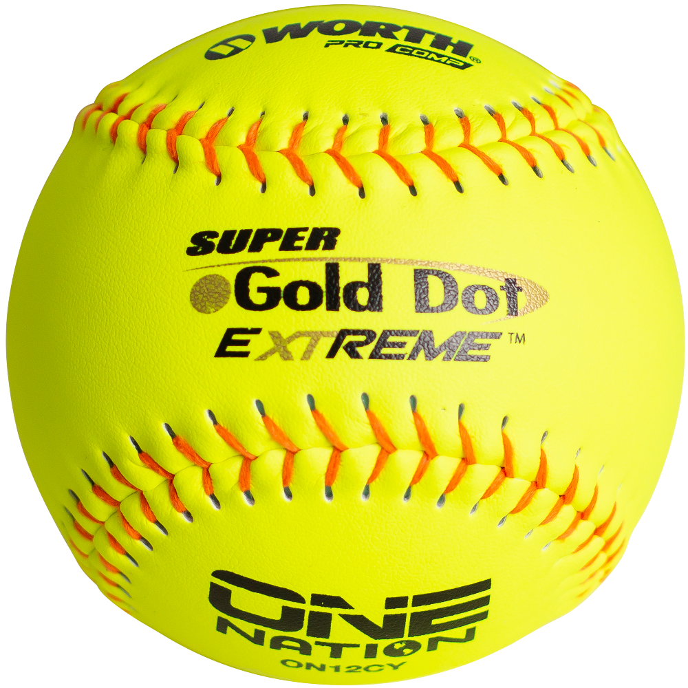 Valeur, Worth One Nation Super Gold Dot Extreme 12" 44/400 Composite Slowpitch Softballs : ON12CY