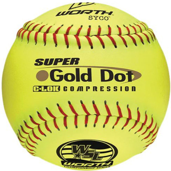 Valeur, Worth WSL Super Gold Dot 12" 44/400 Composite Slowpitch Softballs : YS44WSLC